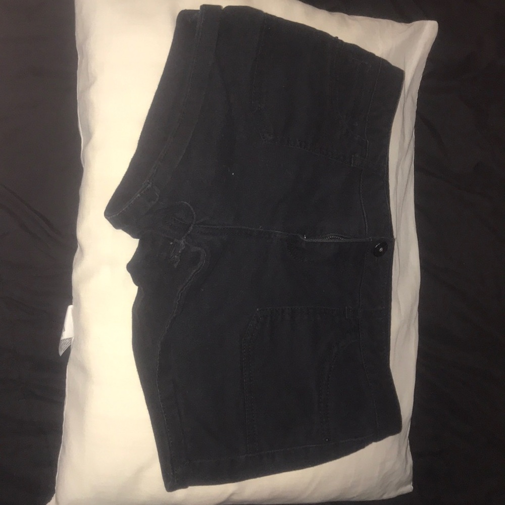 Black denim shorts